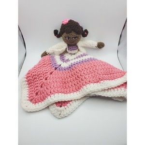 Little Girl Handmade Crochet Baby Security Blanket Pink Purple White Very Cute